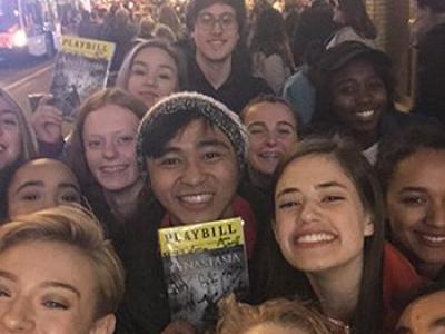 Students took in a Broadway play while in New York.